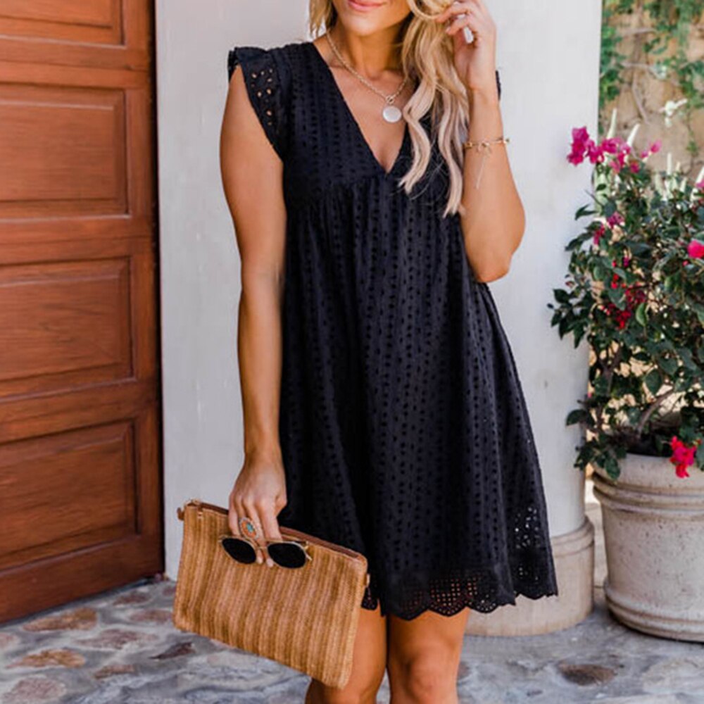 Levoire | Robe En Dentelle D'Été Noir