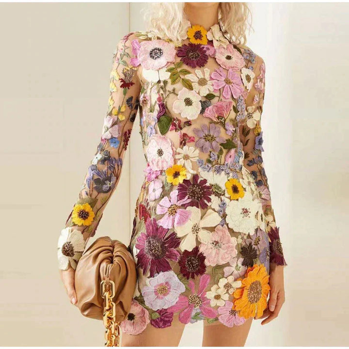 Levoire | Robe mini brodée avec imprimé floral