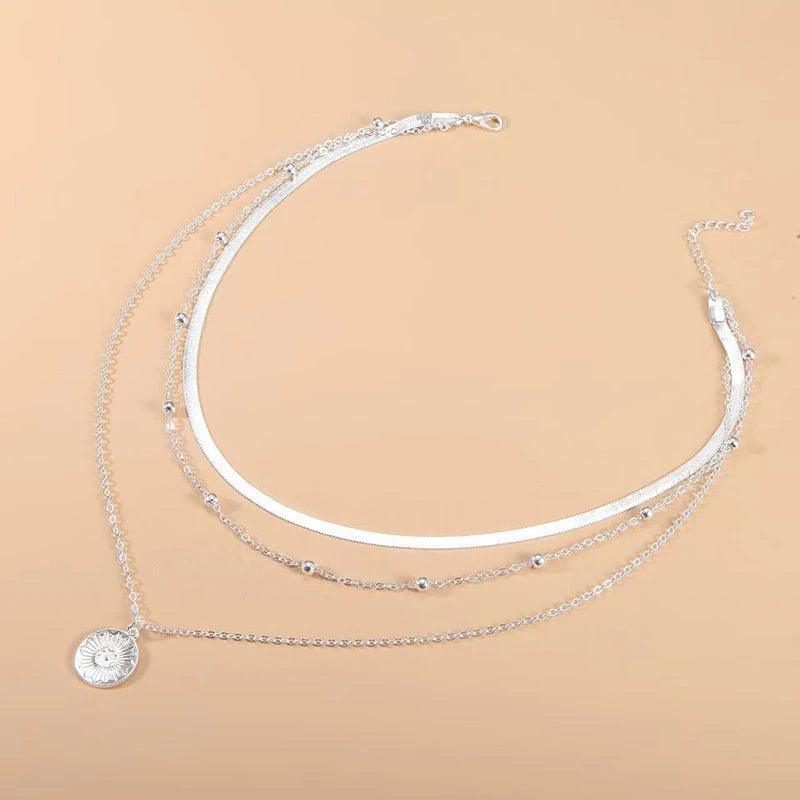Levoire | 925 Argent Sterling Trois Couches Collier Rond