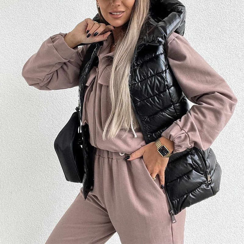 Levoire | Ensembles Cargo Pour Femmes Sweat À Capuche Avec Fermeture Éclair & Pantalons