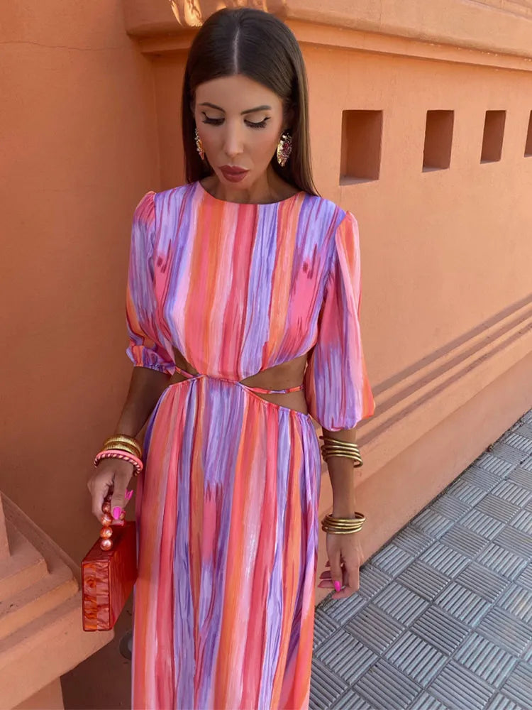 Levoire | Robe Dos Nu À Lacets À Rayures