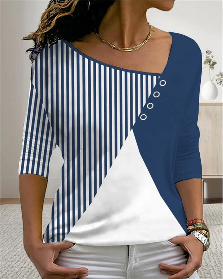 Levoire | T-Shirt À Col En V Pour Femmes Bleu