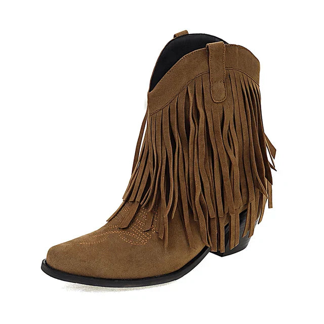 Levoire | Bottines Cowboy Avec Franges Braun