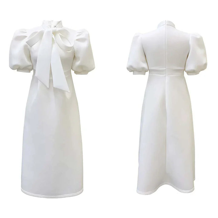 Levoire | Col Côté Bouffant Manches Courtes Robes Longues