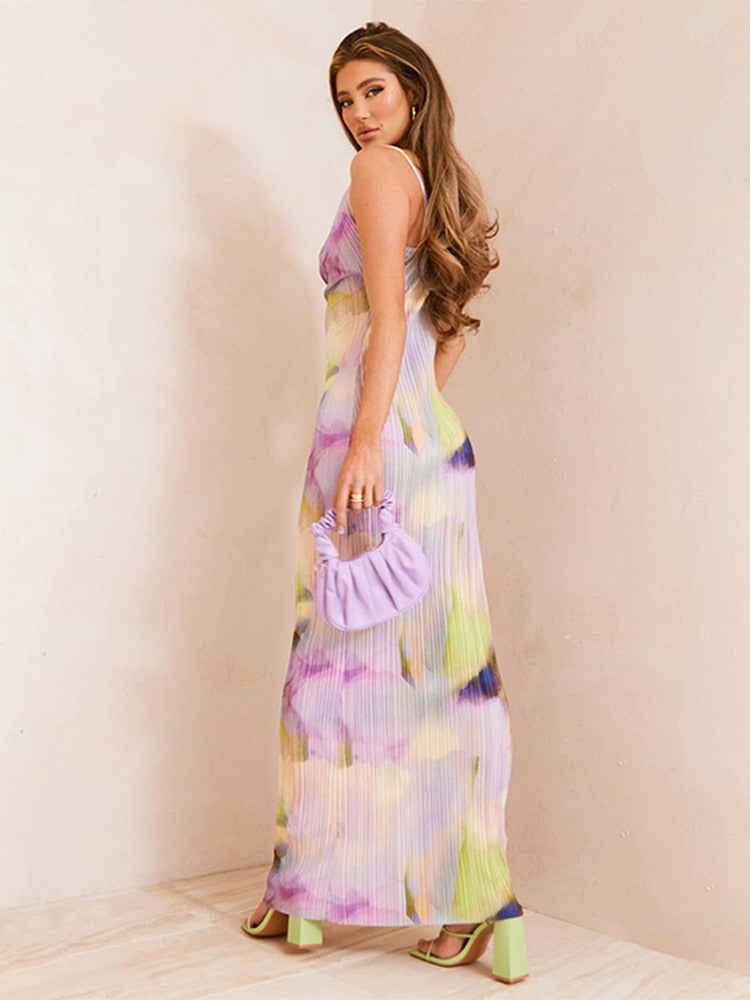 Levoire | Robe Maxi Plissée Imprimée Batik