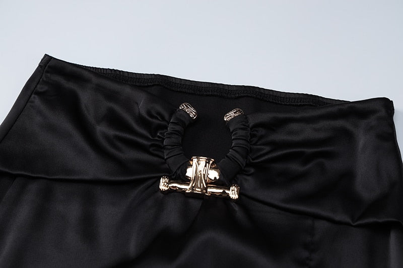 Levoire | Crop Satin Sans Manches & Couture Latérale Midi Robes