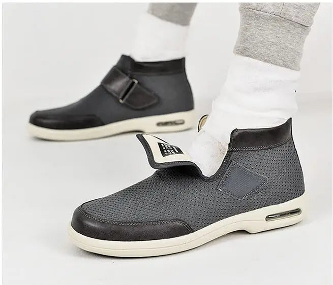 Levoire | Confortable Chaussure Large Pour Les Pieds Enflés Avec Fermeture Velcro Pour Hommes