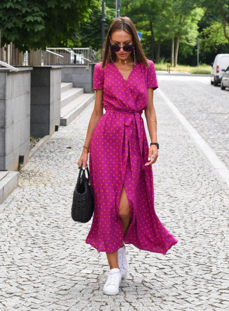 Levoire | Robe D'Été Élégante À Fleurs Pour Femmes Point Rouge