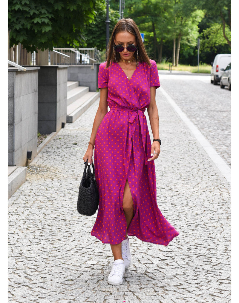 Levoire | Robe D'Été Élégante Avec Décolleté En V Rosa