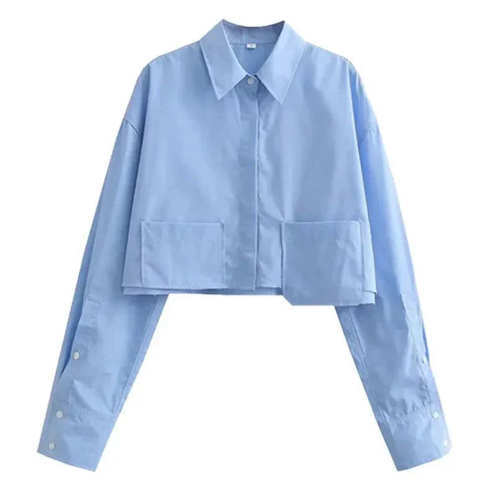 Levoire | Chemisier À Manches Longues Pour Femmes Élégante Blouse À Boutons Bleu clair