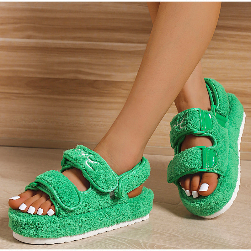 Levoire | Sandale À Plateforme Pour Femmes À Velcro Vert