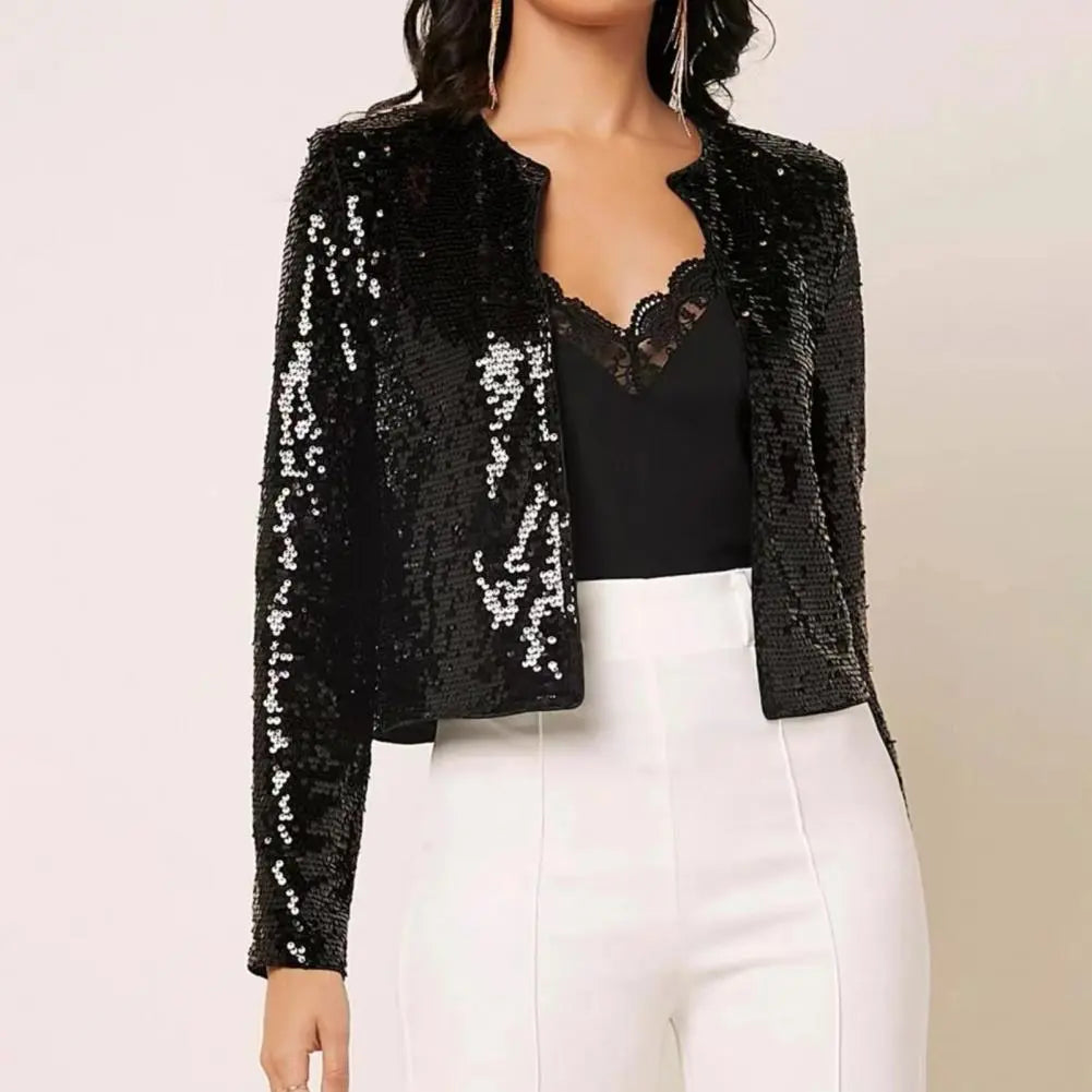 Levoire | Blazer Court Étincelant Noir
