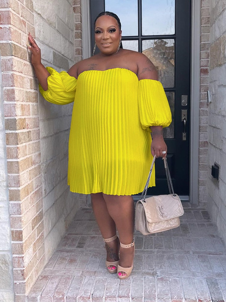 Levoire | Robe Sans Manches En Chiffon À Épaules Dénudées Plissée Jaune