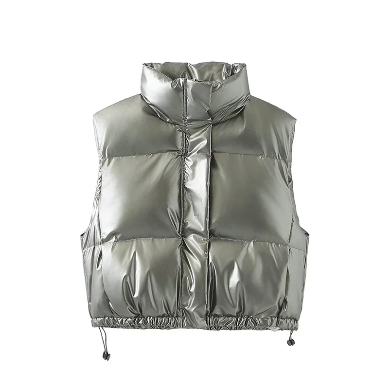 Levoire | Veste à col montant zippée sans manches chaude Gris