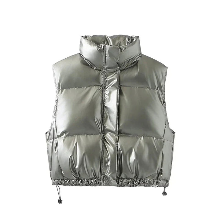 Levoire | Veste à col montant zippée sans manches chaude Gris