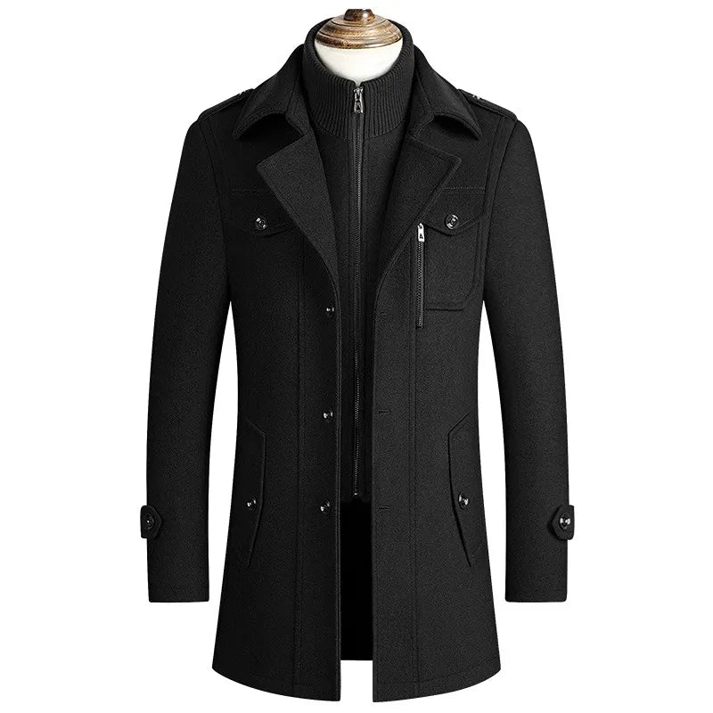 Levoire | Prestige Manteau En Laine Corvino Noir