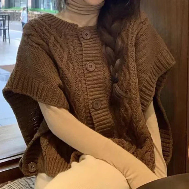 Levoire | Cardigan Sans Manches Pour Femme - Chaud Brun