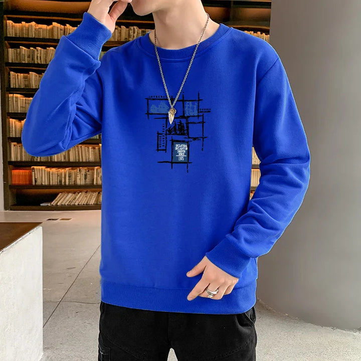Levoire | T-Shirt Homme Manches Longues Automne-Printemps Bleu