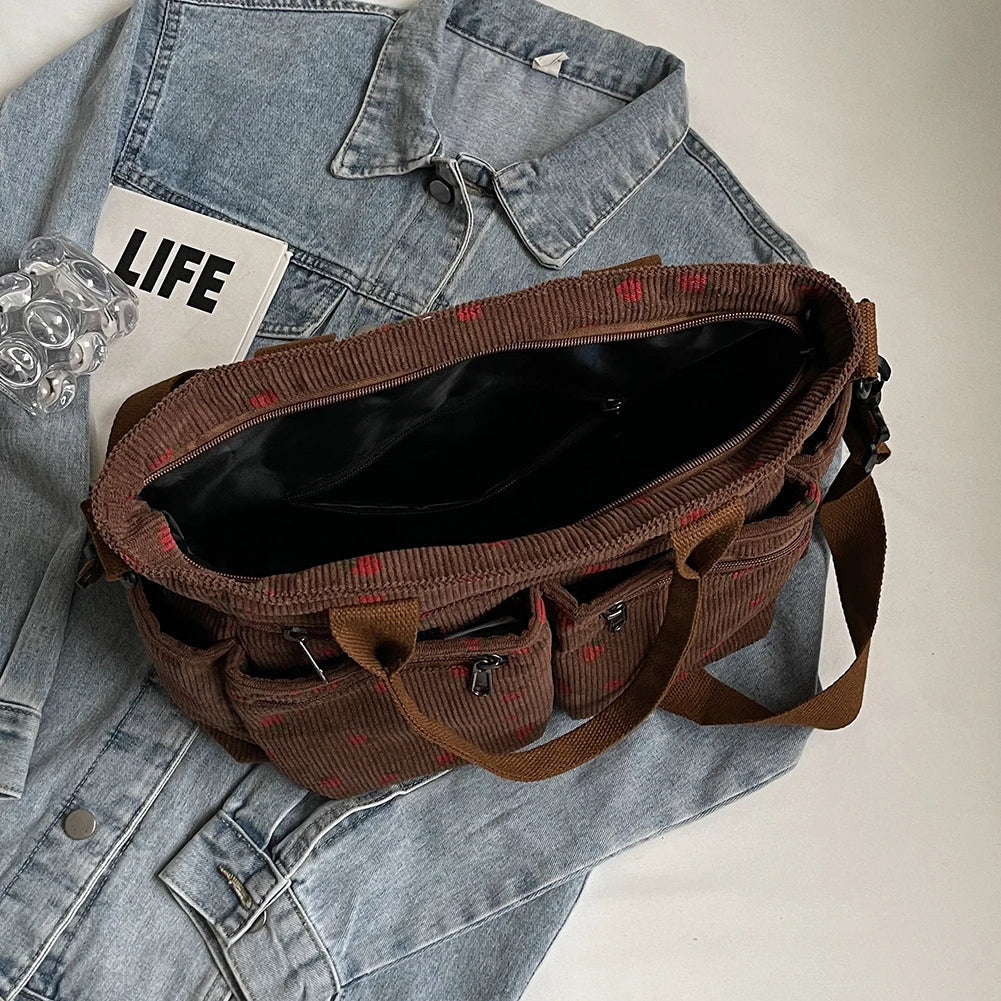 Levoire | Sac À Bandoulière En Corduroy Brodé Pour Femmes