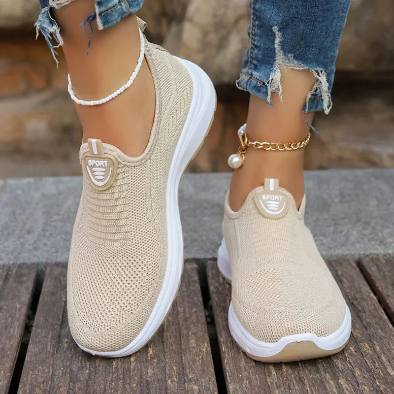 Levoire | Baskets Femme Slip-On Respirantes Khaki