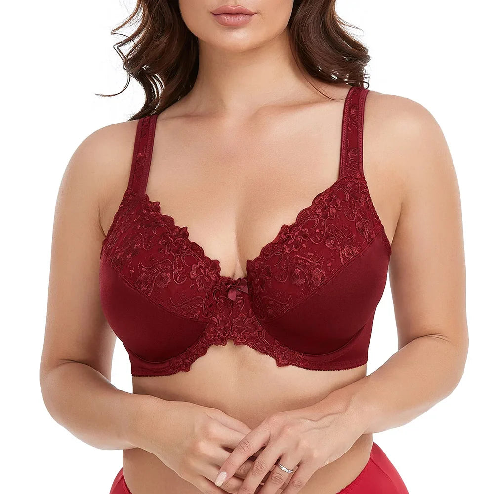 Levoire | Bralette Avec Armatures Et Dentelle Grandes Coques Bordeaux