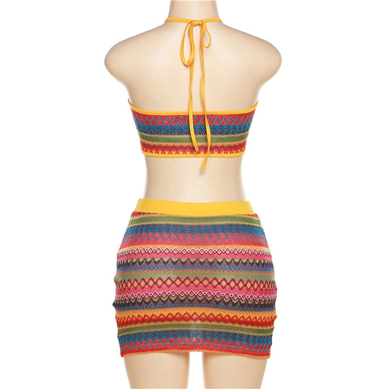Levoire | Haut Crop Creux & Mini Jupe Deux Ensembles
