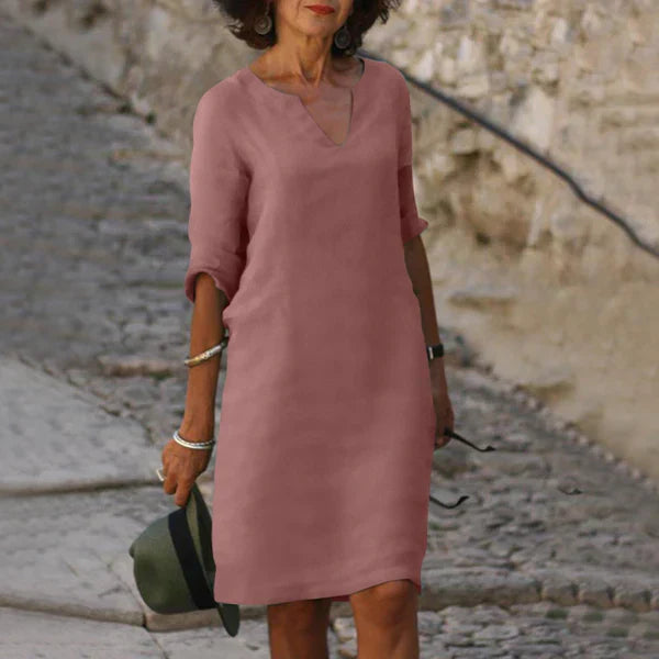 Levoire | Robe à manches trois-quarts à col en V Rose