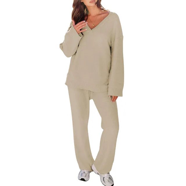 Levoire | Ensemble De Pyjama Avec Décolleté En V Et Manches Longues Parfait Pour La Détente khaki