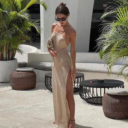 Levoire | Robe De Plage Longue Avec Fente Beige