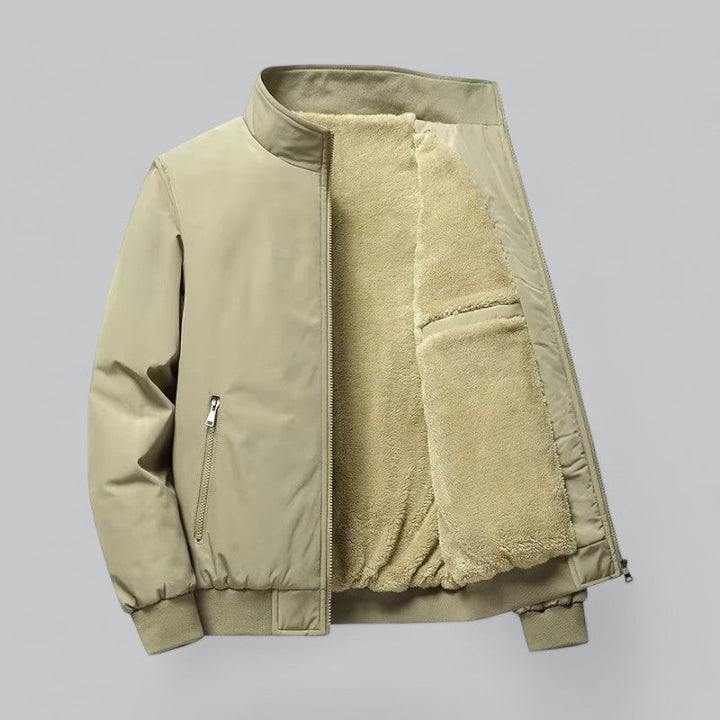 Levoire | Veste Longue Viscose Doublée Chaude À Glissière Khaki
