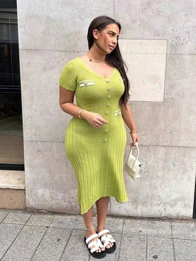 Levoire | Élégante Et Extensible Robe D'Été Pour Toutes Les Occasions Vert clair