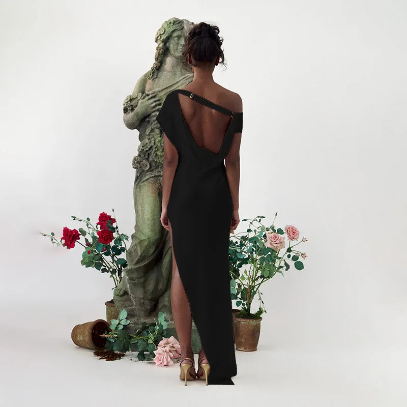 Levoire | Robe Maxi Fendue À Encolure Dégagée, À Dos Décolleté Et À Bretelles Droites