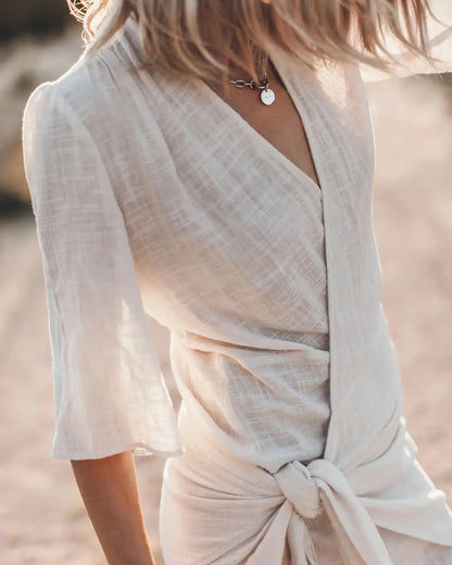 Levoire | Robe En Lin Avec Décolleté En V