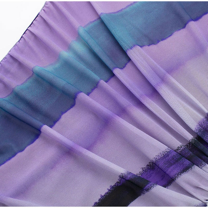 Levoire | Long Striped Tulle Strap Dress