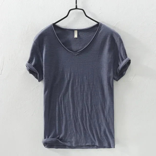 Levoire | T-Shirt Col V Intemporel Hommes Gris foncé
