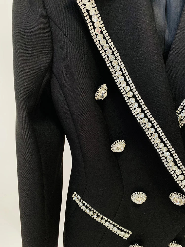 Levoire | Veste De Designer Diamants Cristal Perles Blazer Droite Pantalon