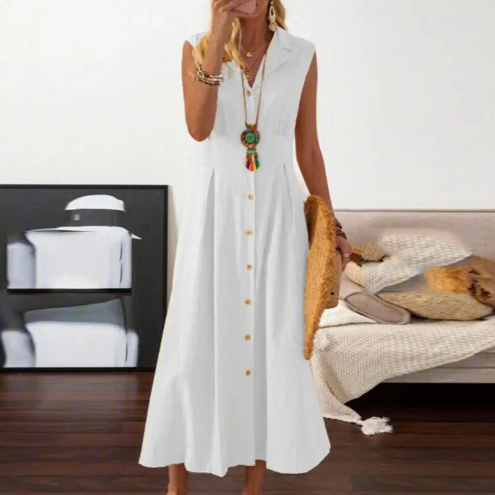 Levoire | Printemps Décontracté Femme Robe longue Blanc