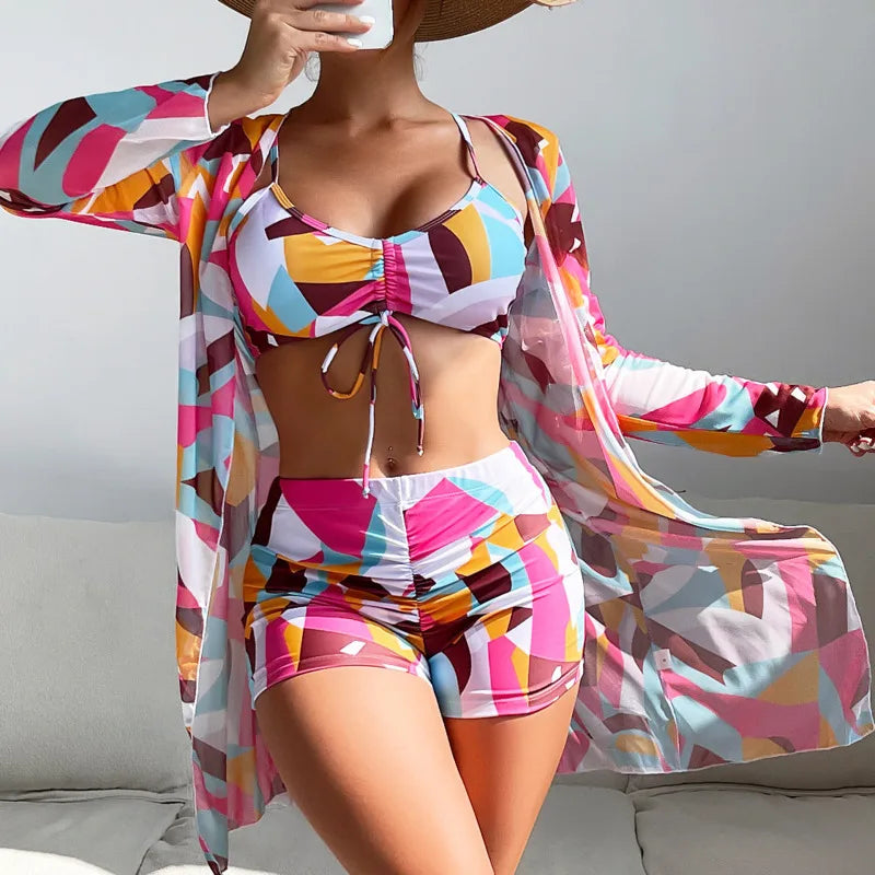 Levoire | Ensemble Tankini 3 Pièces Imprimé Rose