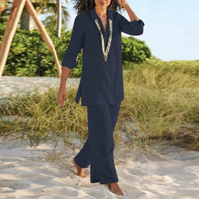 Levoire | Ensembles À Deux Pièces En Coton Et Lin Bleu marine