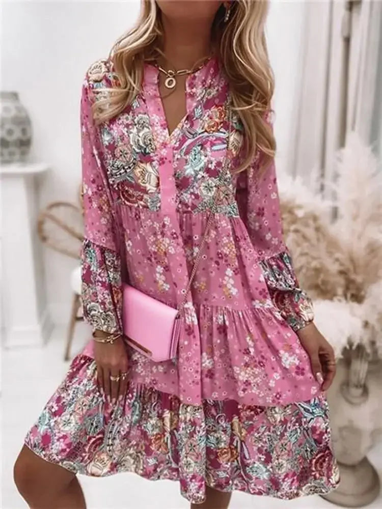 Levoire | Robe D'Été Bohème Trapèze Rose