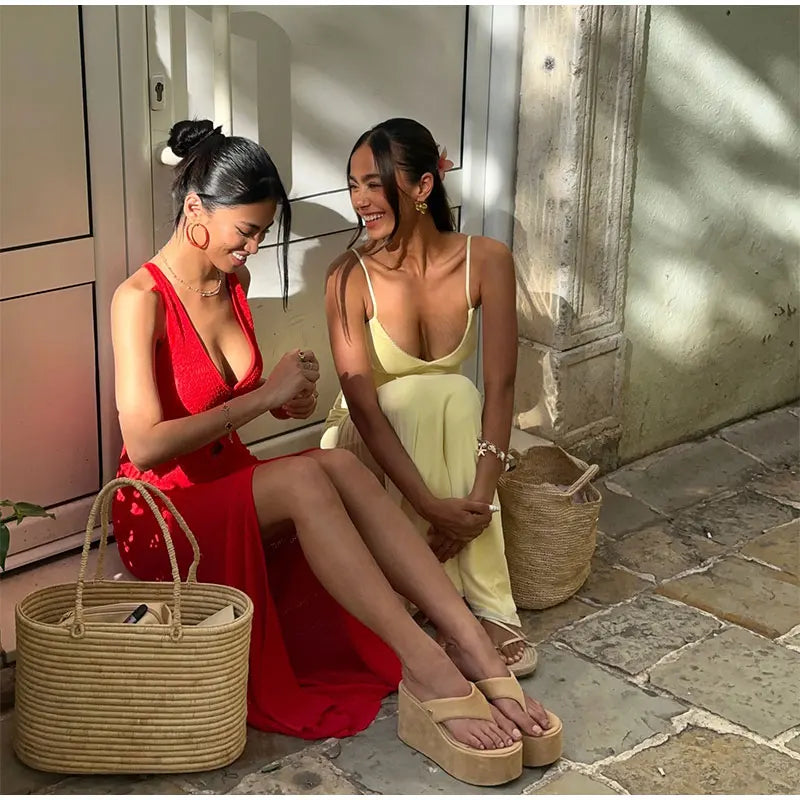 Levoire | Ouvert Démodé V-Decoupe Robes Maxi Lâches Sans Manches Fente Haute