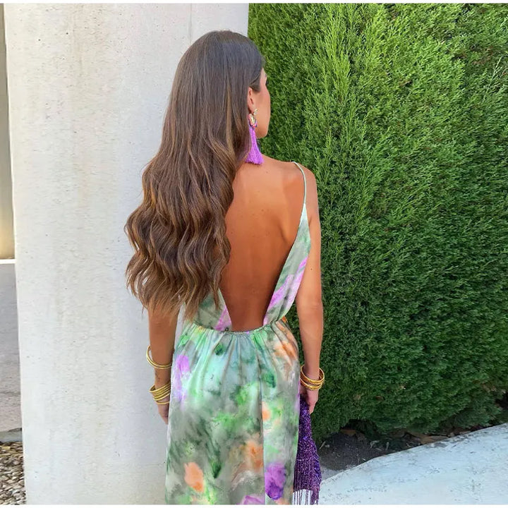 Levoire | Robe Maxi Colorée Et Sexy Avec Imprimé Halo-Dye Et Écharpe Amovible