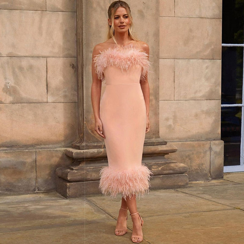 Levoire | Feder Dos Nu Sans Bretelles Mi-Mollet Robes Rosa