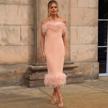 Levoire | Feder Dos Nu Sans Bretelles Mi-Mollet Robes Rosa