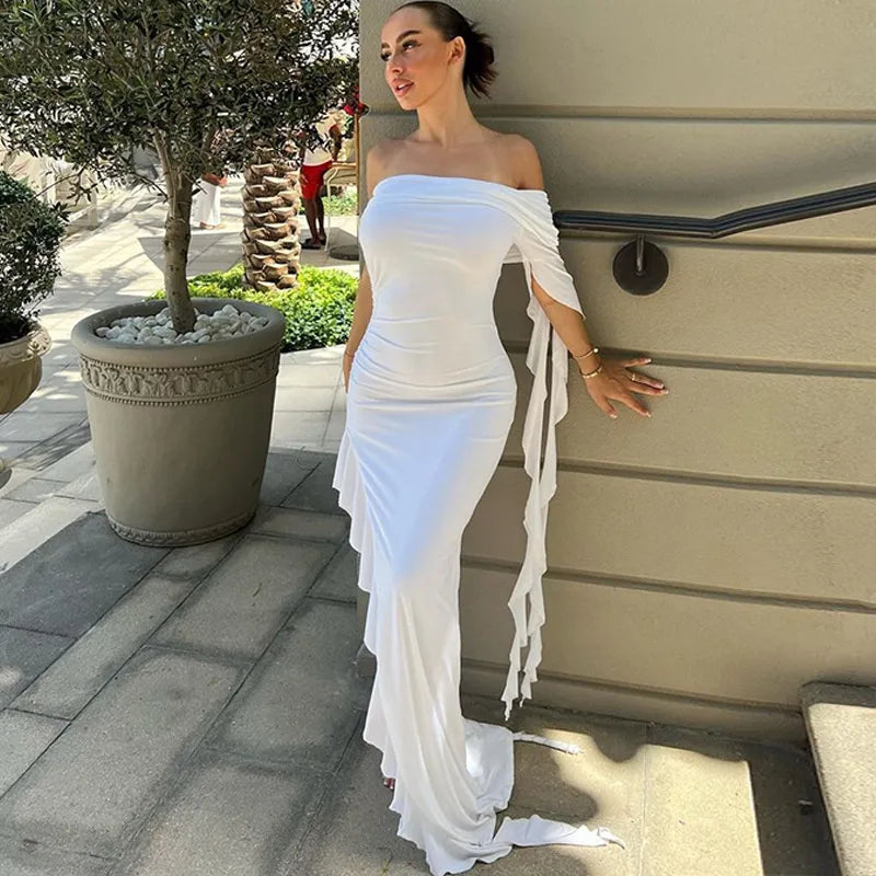 Levoire | Robes Maxi À Fente Haute Froncées