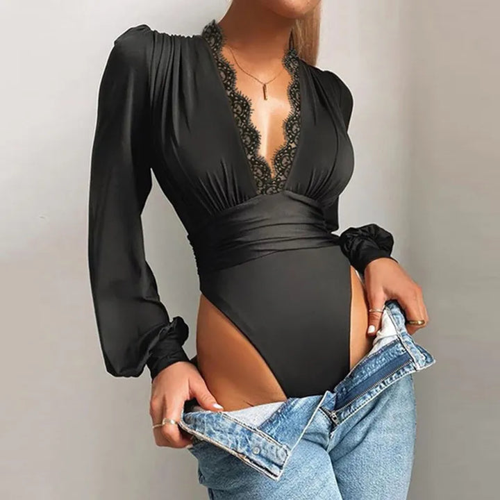 Levoire | Body À Manches Longues Avec Décolleté En V Noir