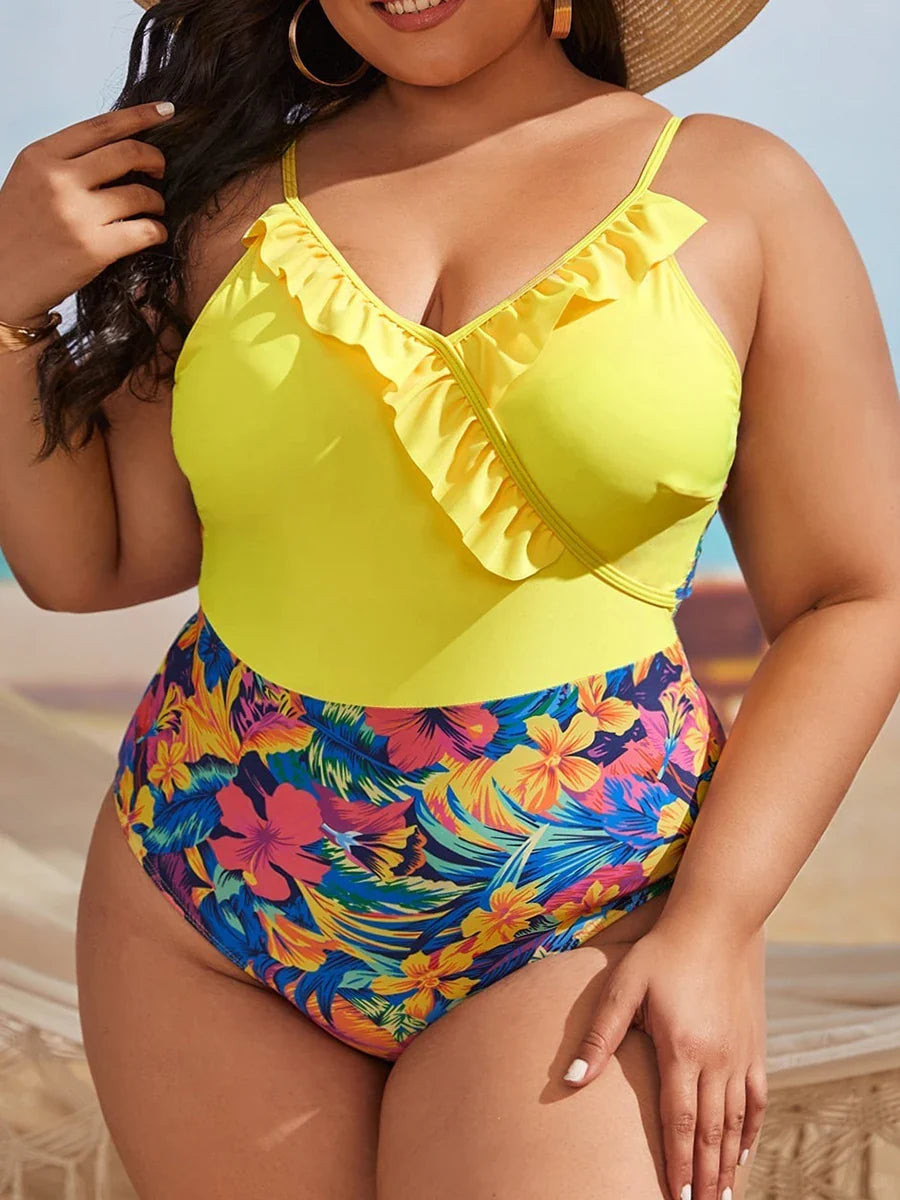 Levoire | Maillot Fleuri Grande Taille Jaune