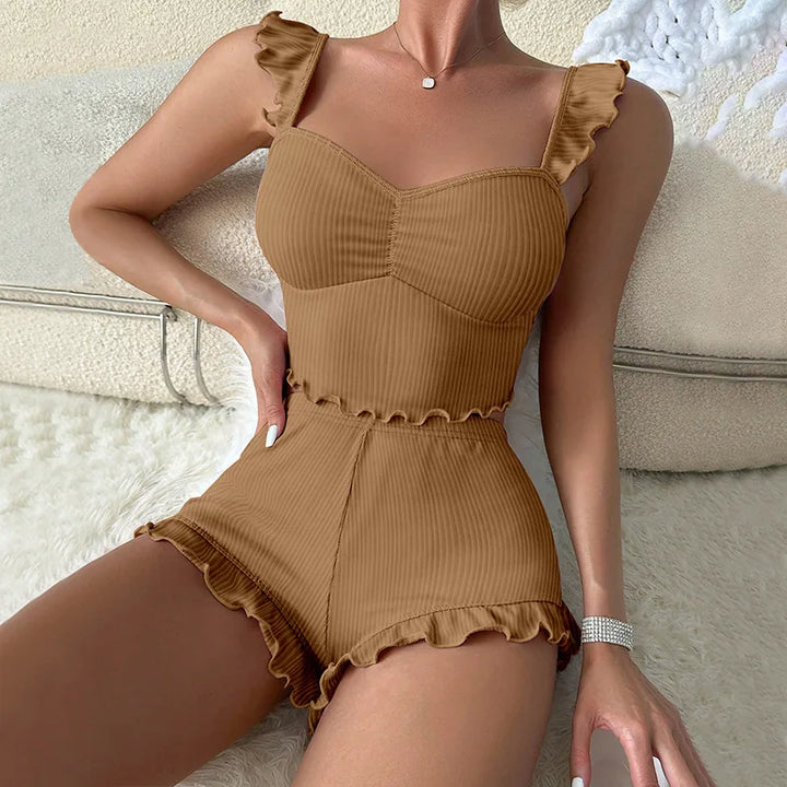 Levoire | Belle Deux Pièces Pyjama D'Été Beige