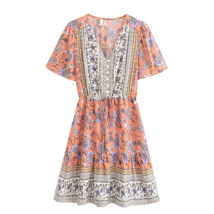 Levoire | Robe Bohème Fleurie Rose Rose
