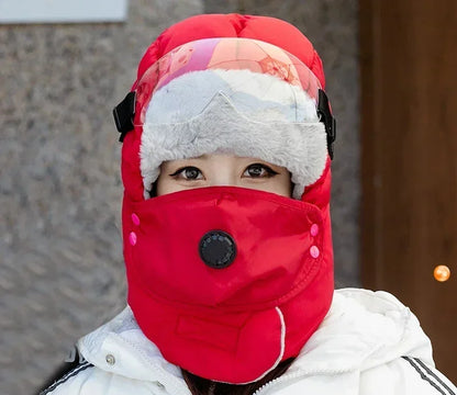 Levoire | Ski Hiver Unisexe Vent Et Lunettes Rouge